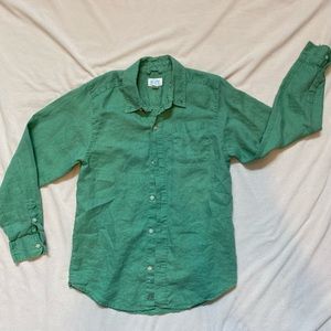 Boys large 10/12, green %100 linen, button down, Children’s Place